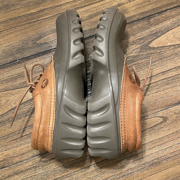 Crocs All Terrain Axle Men’s 12 Brown Leather Duck Boat Lace Clogs Comfy Shoes - Picture 5 of 10